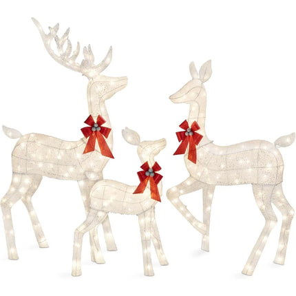 3-Piece Lighted Christmas Deer Set with 385 LED Lights for Outdoors