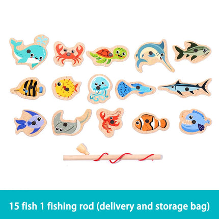 Wooden Magnetic Fishing Toy – Marine Life Cognition & Early Educational Parent-Child Interactive Game