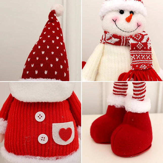 Christmas Red & White Telescopic Leg Dolls – Holiday Party Ornaments & Gifts