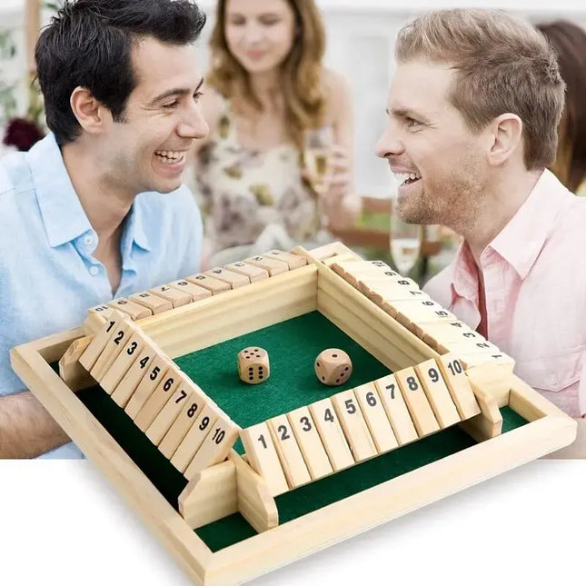 Deluxe Four-Sided Shut The Box Board Game Set for Adults & Families