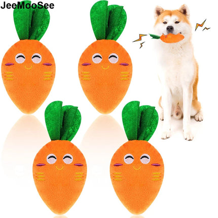 Plush Carrot Squeaky Dog Toy for Chewing and Dental Care