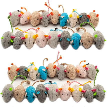 3/200pcs Catnip Rattle Mouse Toys – Interactive Faux Fur Cat Mice for Indoor Cats