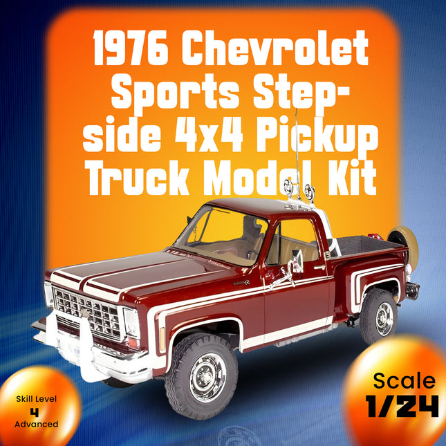 Level 4 Model Kit 1976 Chevrolet Sports Stepside 4x4 Pickup Truck 1/24 Scale Model by Revell