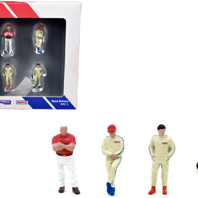 "Race Drivers" 4 Piece Diecast Figure Set "BRE" for 1/64 Scale Models by Tarmac Works & American Diorama