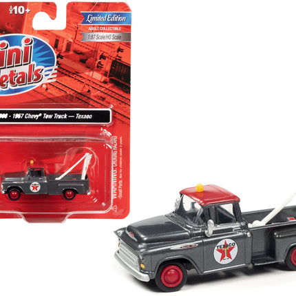 1957 Chevrolet Stepside Tow Truck "Texaco" Gray Metallic with Red Top 1/87 (HO) Scale Model Car by Classic Metal Works