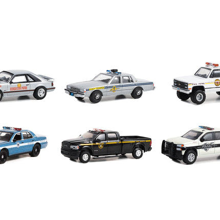 "Hot Pursuit" Set of 6 Police Cars Series 44 1/64 Diecast Model Cars by Greenlight