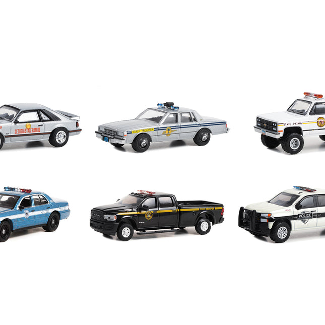 "Hot Pursuit" Set of 6 Police Cars Series 44 1/64 Diecast Model Cars by Greenlight