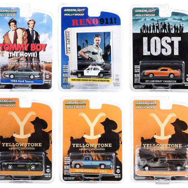 "Hollywood Series" Set of 6 pieces Release 38 1/64 Diecast Model Cars by Greenlight