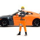 2009 Nissan GT-R (R35) Orange and Dark Gray with Yellow Top and Graphics and Naruto Diecast Figure 