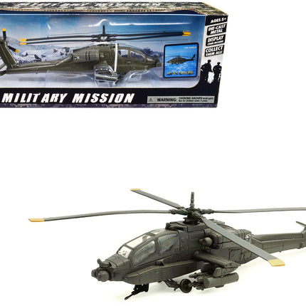 Boeing AH-64 Apache Attack Helicopter Olive Drab "United States Army" "Military Mission" Series 1/55 Diecast Model by New Ray