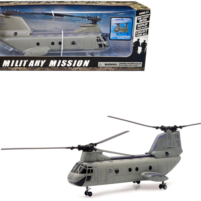 Boeing CH-46 Sea Knight Helicopter Olive Drab "United States Marines" "Military Mission" Series 1/55 Diecast Model by New Ray