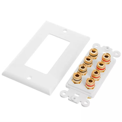 Speaker Wall Plate With Banana Binding Posts - Four Speakers