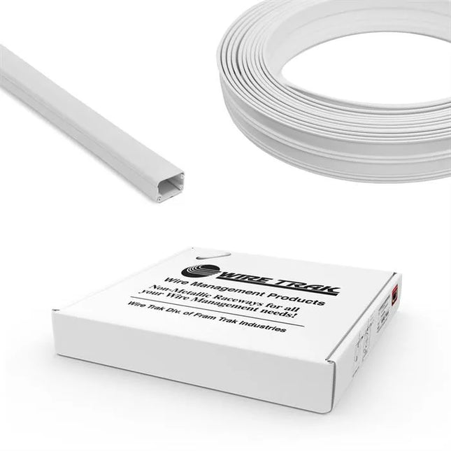 Wire Trak On A Roll 3/4inch H x 1/2inch W, 50 FT, White, Raceway, Cable Management